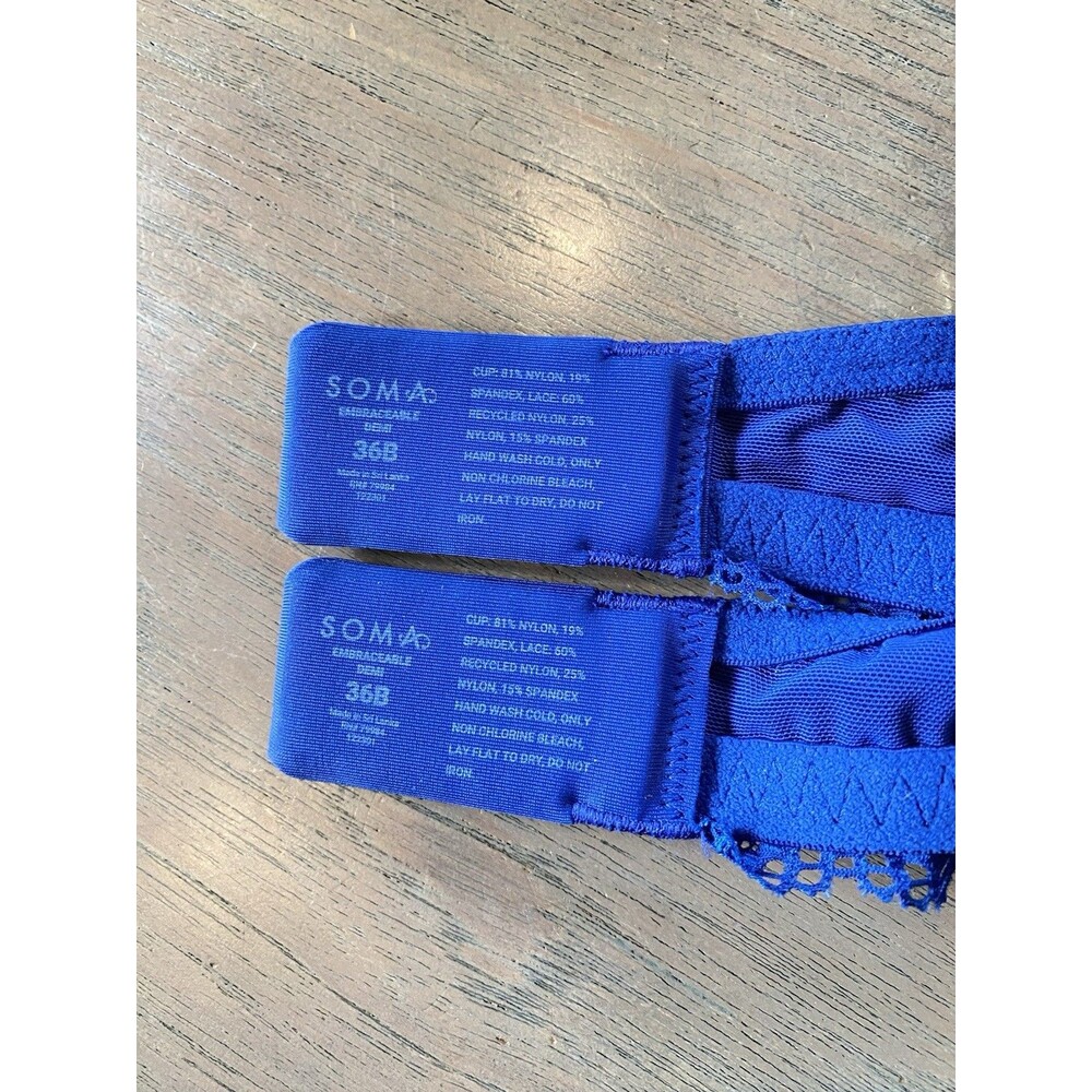 Soma Bra 36B Embraceable Enchanting Lace Demi Bras Lined Underwire Adjustable - Picture 6 of 16